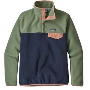 Patagonia Synchilla Snap-T Fleece Pullover in Navy Green Pink Colorblock